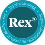 rex-sigill-jag-arbetar-enligt rex . svebsj stabdard flr redivusbubgsyoodrag